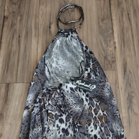 Rachael G. Satin Animal Print Summer Dress, Size M - Picture 14 of 14